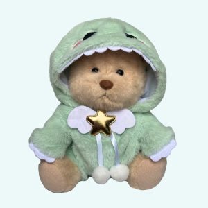 Nino – L’orsetto di peluche articolato fatto a mano con il suo costume da dinosauro – Orsetto da vestire