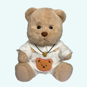 Nino – L’orso di peluche articolato fatto a mano con tuta bianca