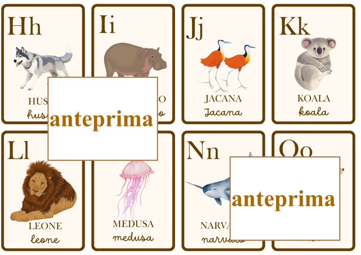 Carte dell’alfabeto degli animali con espansioni per leggere e per scrivere - immagine 4
